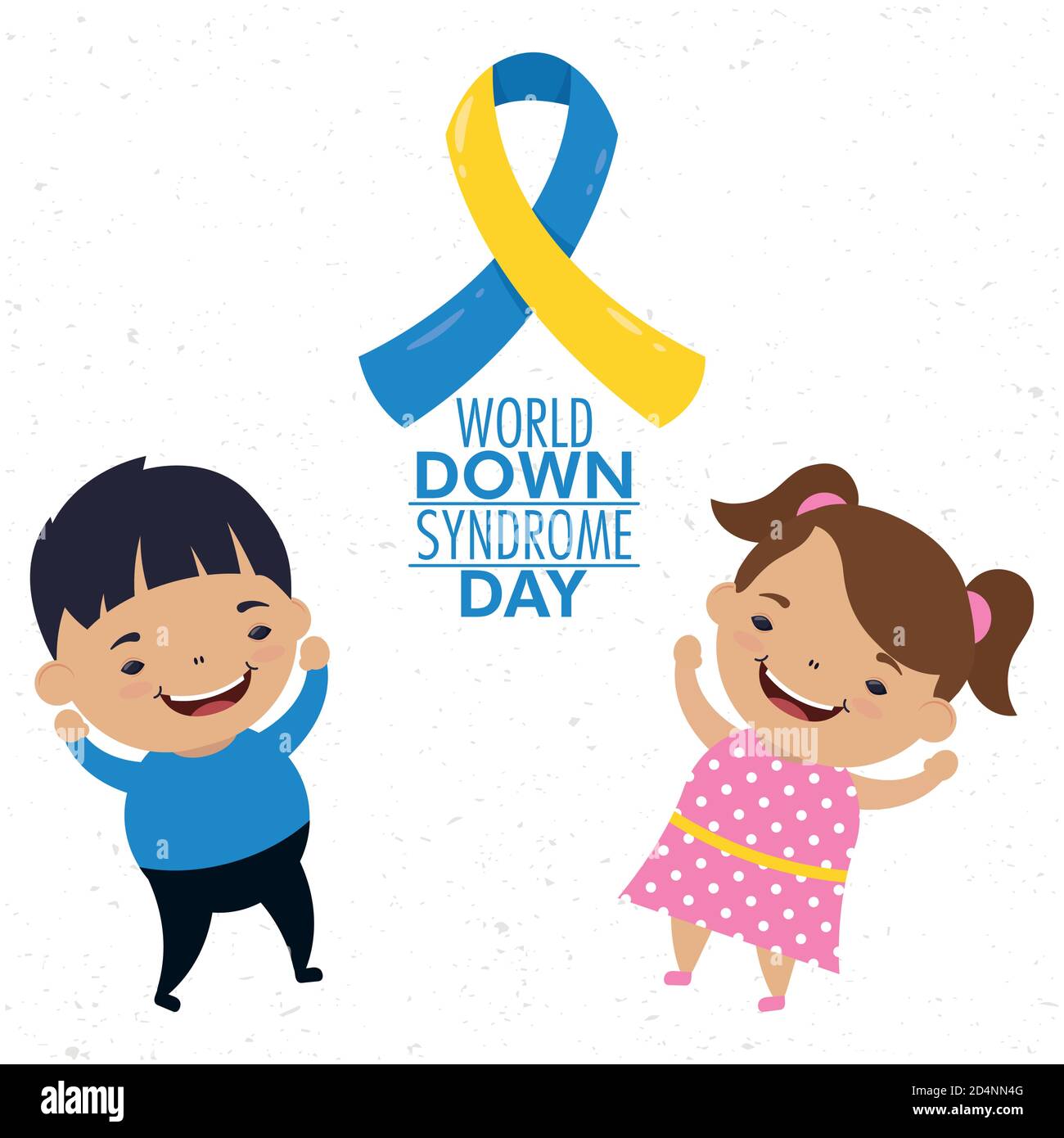 world down syndrome day lettering with ribbon campaign and kids vector ...