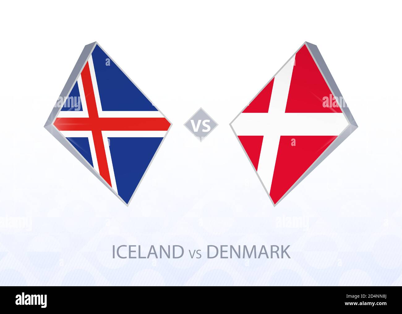 Europe football competition Iceland vs Denmark, League A, Group 2. Vector illustration. Stock Vector