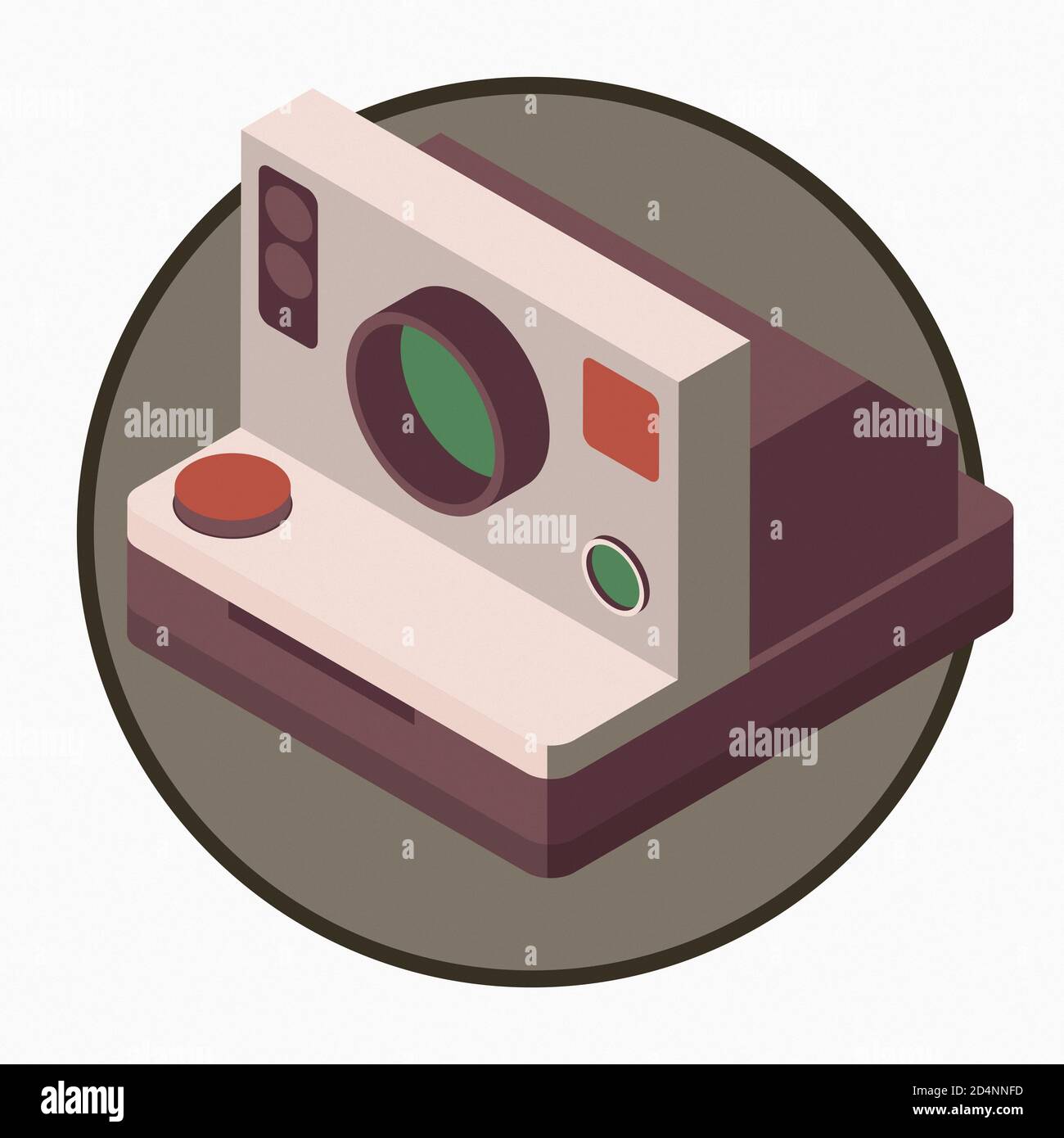 Vintage instant photo camera icon on white background, 3D illustration ...