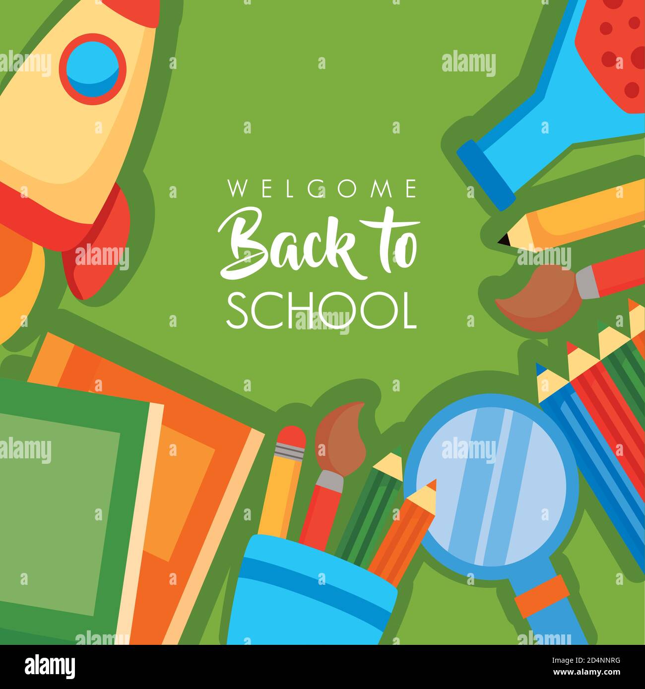 back to school poster with vector illustration design Stock Vector ...