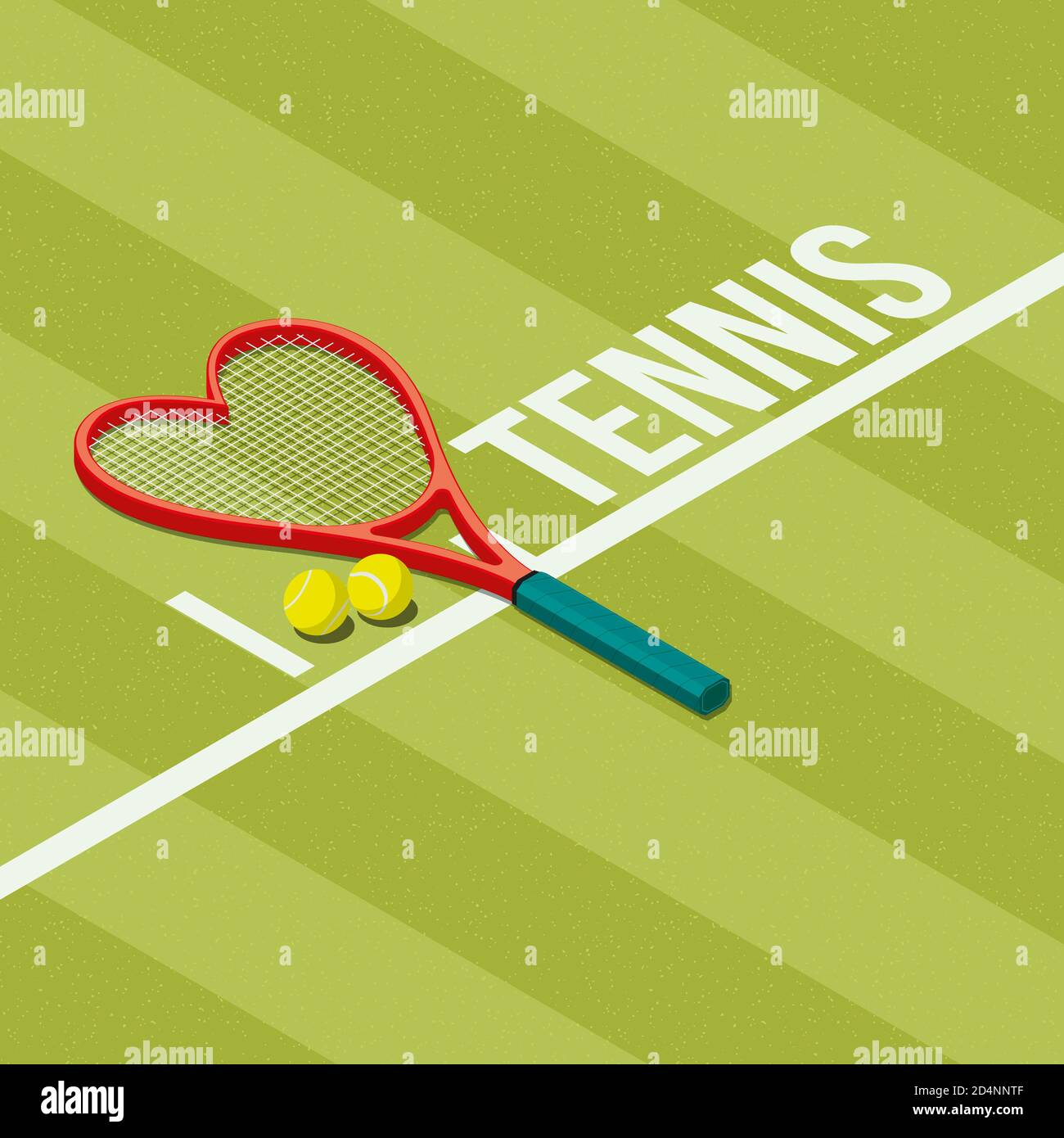 I love tennis: heart shaped racket and balls 3D illustration Stock Photo -  Alamy