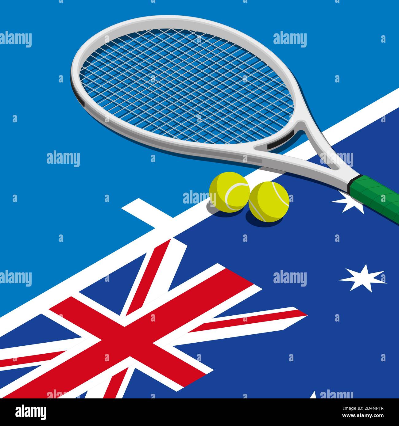 Tennis tournament: racket, balls and Australian flag, sports and ...