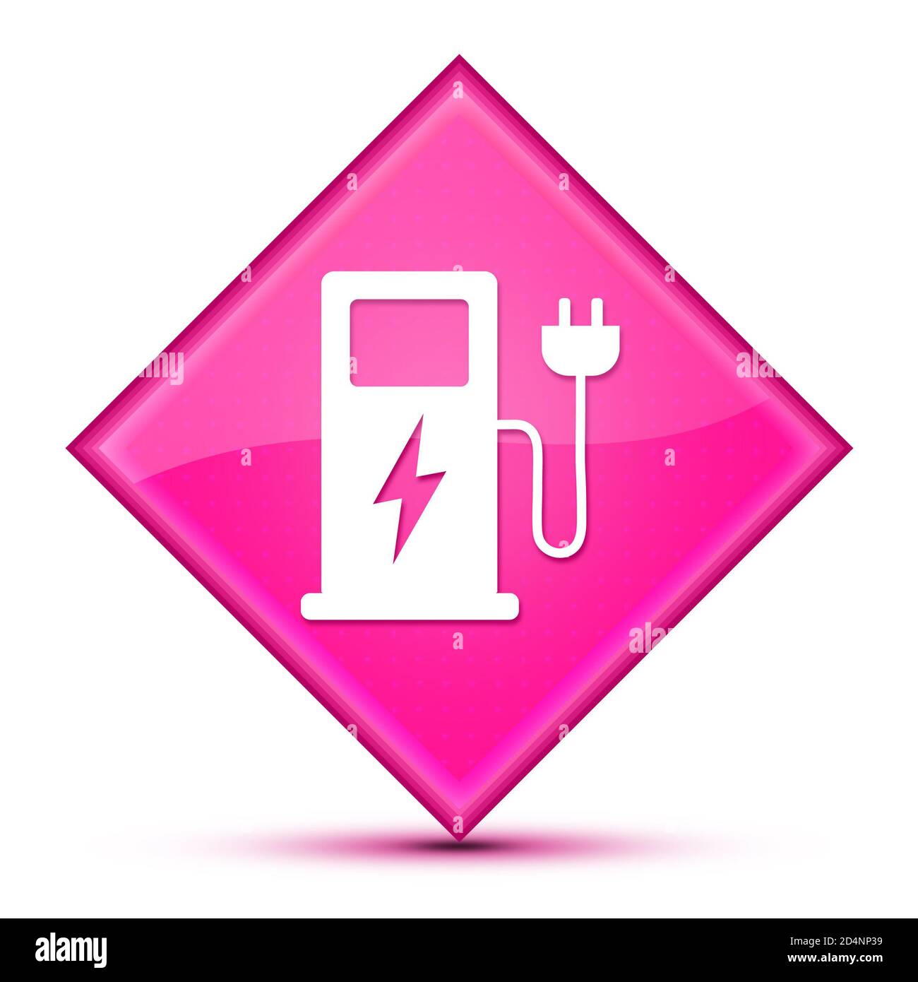 Electric vehicle charging station icon isolated on luxurious wavy pink diamond button abstract