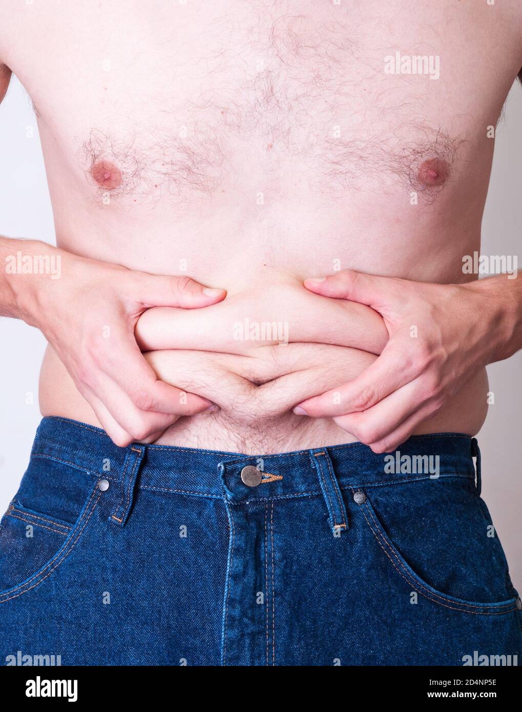 belly of a fat man Stock Photo