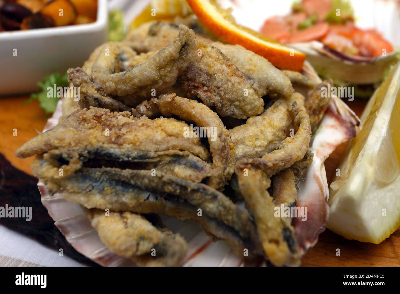 Italian cuisine fish dishes fried anchovies Stock Photo Alamy