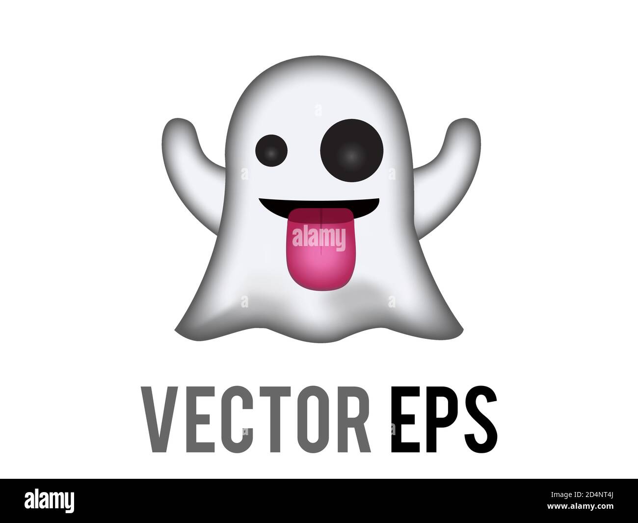 Vector white funny cartoon ghost making silly face icon with tongue out Stock Vector