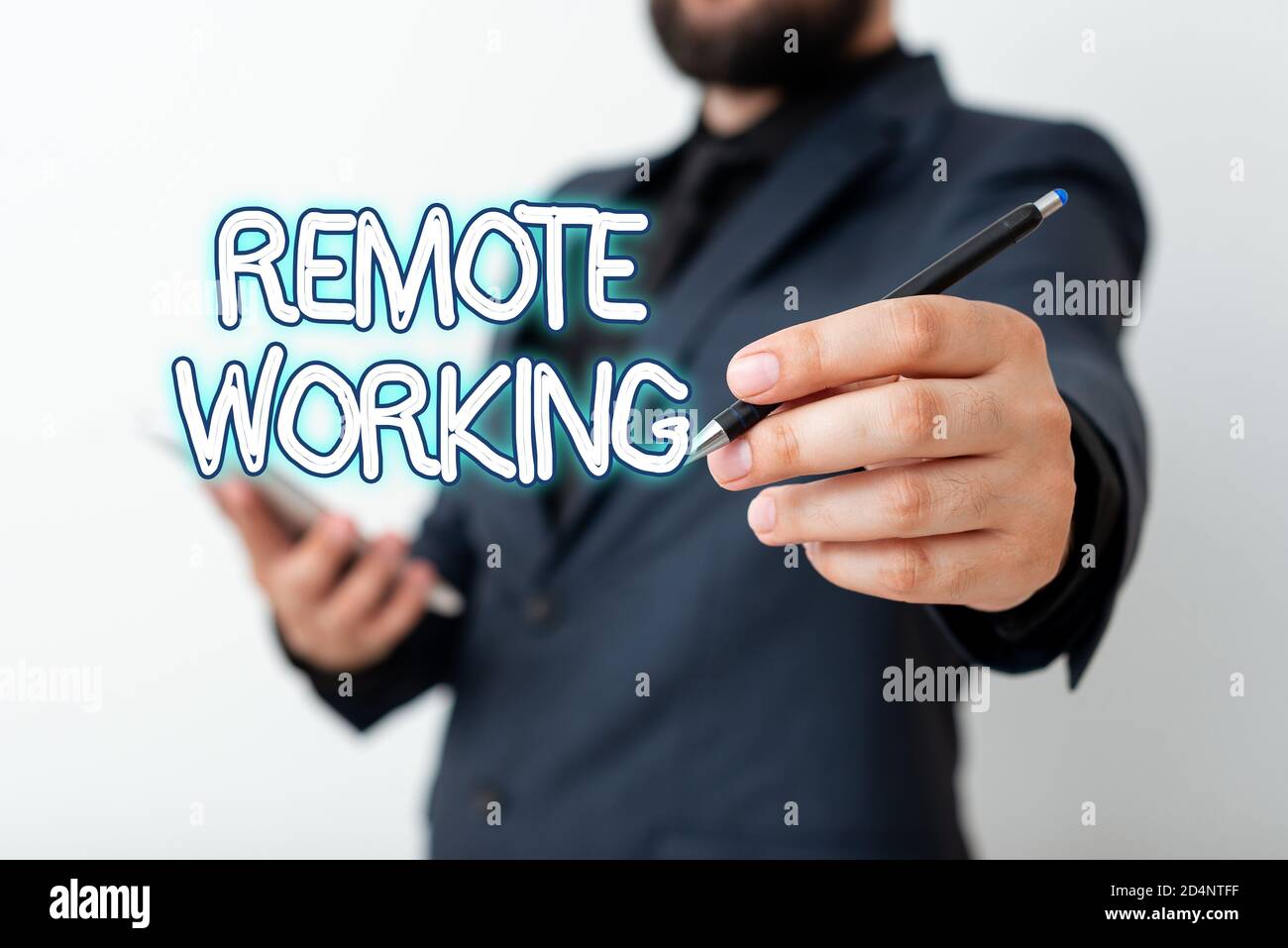 Employee Working Remote Sign Text sign showing Remote Working. Business photo text style that allows ...