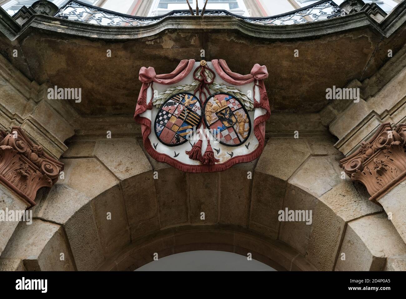 Walbrzych, Poland - 18 July 2020: The princely coat of arms of the Hochberg family. Ksiaz Castle, Castle Museum Stock Photo