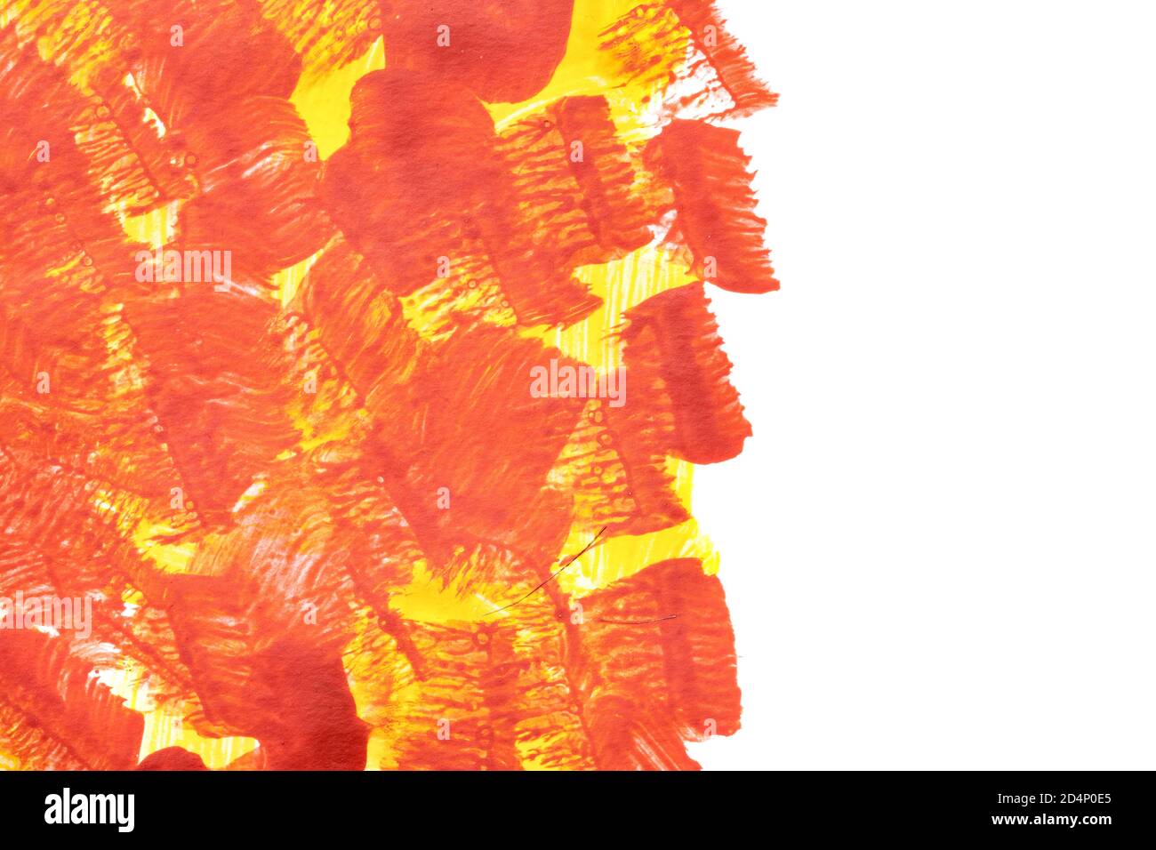 Red yellow paint brush strokes with isolated edge. Hand drawn texture ...