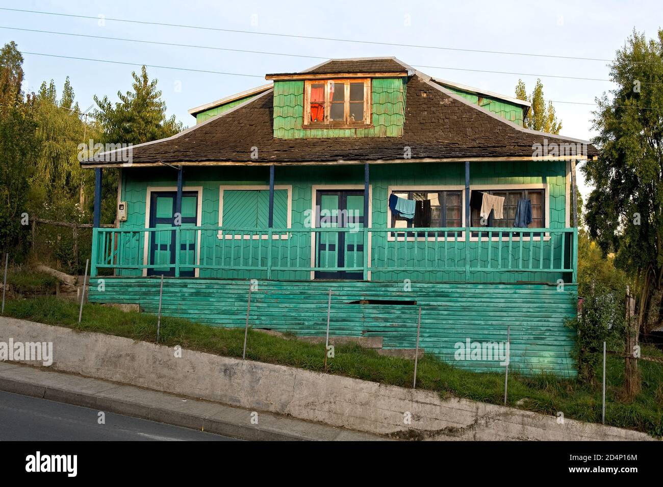 Lemuy Island, Chiloé Archipelago/ Chile - March 23 2014: Colorful house in Ichuac Stock Photo