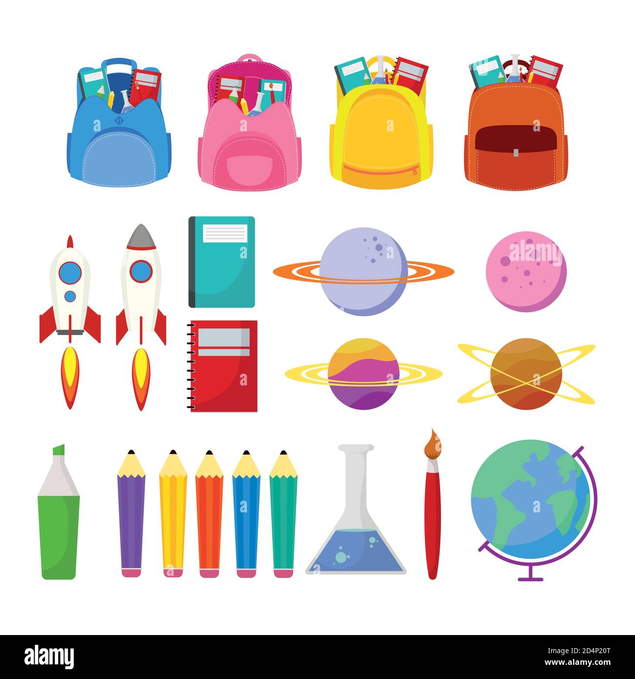 back to school season poster with set supplies vector illustration ...