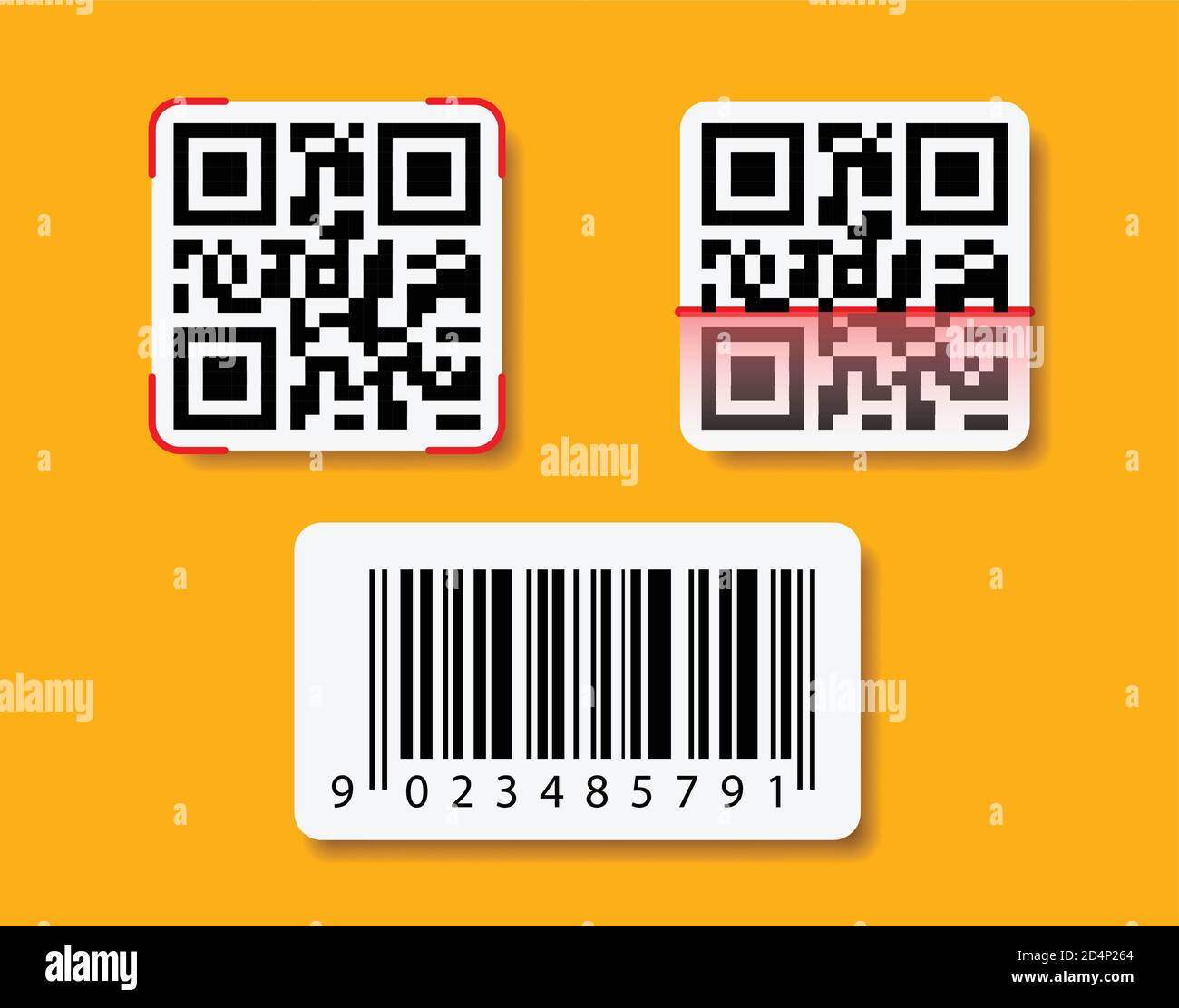 QR, barcode sticker. Digital electronic code symbol vector Stock Vector