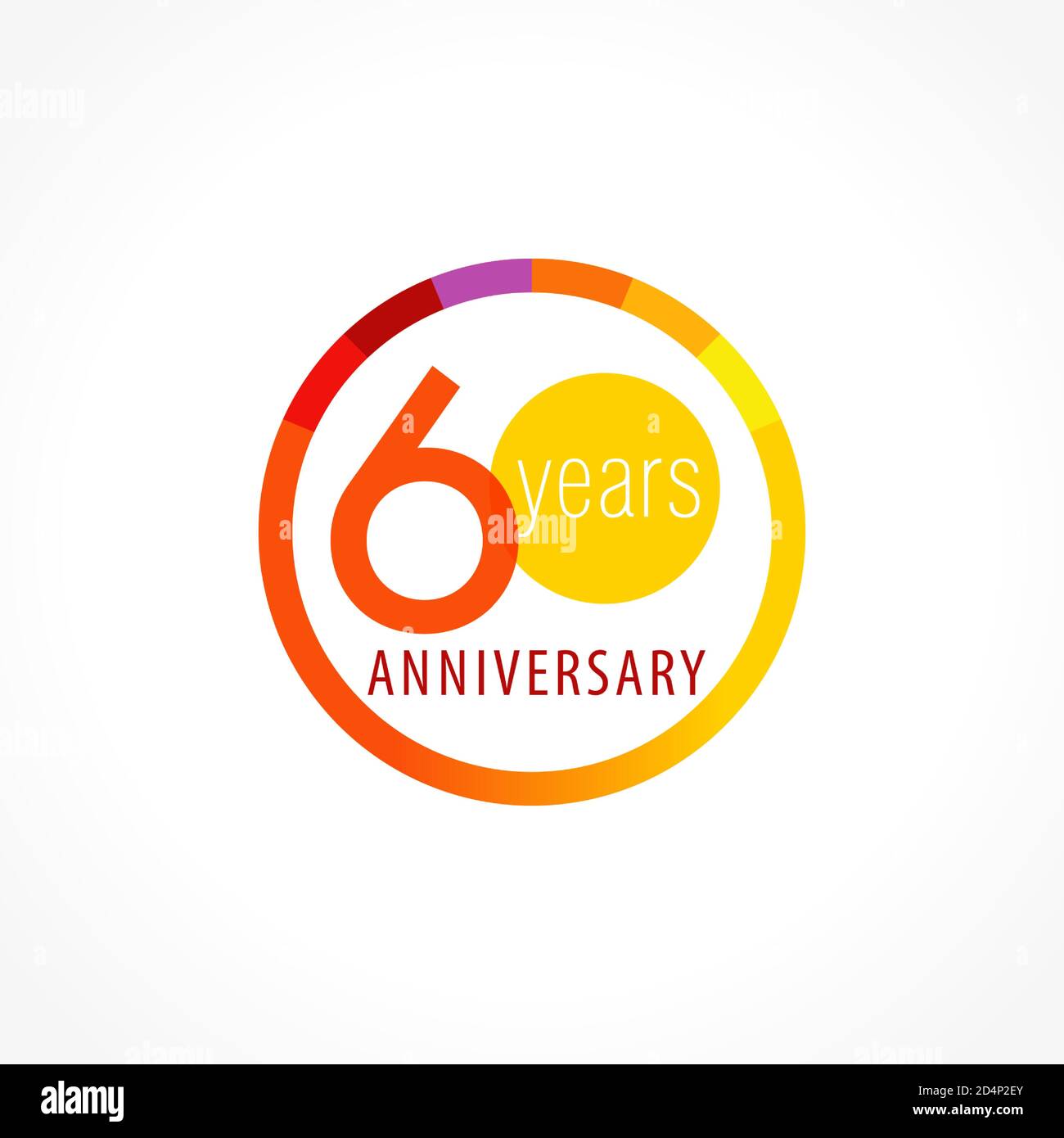 60 years old logotype. Abstract coloured abstract template medal. Greetings celebrates. Celebrating  isolated numbers 60 anniversary, symbol of age. Stock Vector