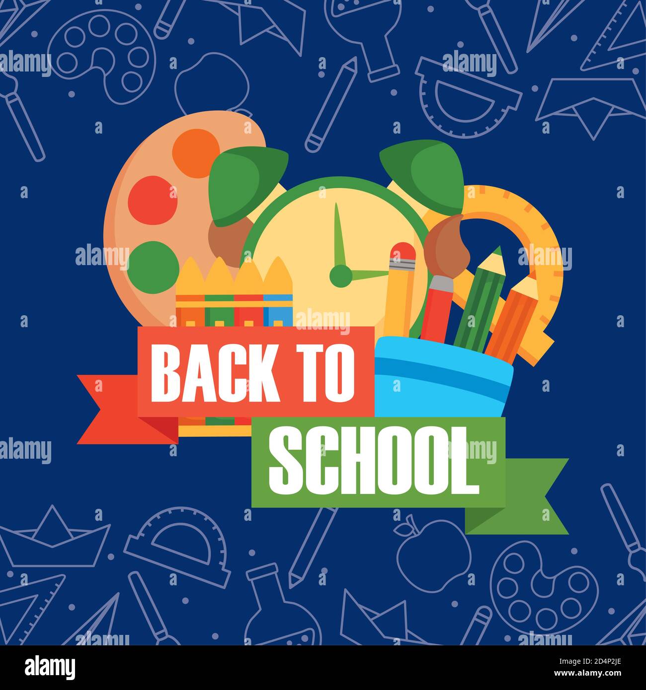 back to school poster with vector illustration design Stock Vector ...