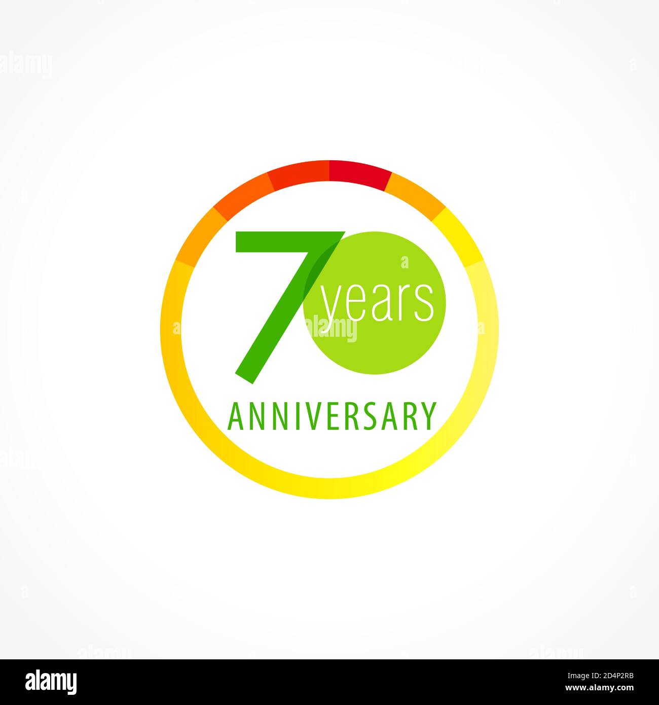 70 years old logotype. Abstract coloured abstract template medal. Greetings celebrates. Celebrating  isolated numbers 70 anniversary, symbol of age. Stock Vector