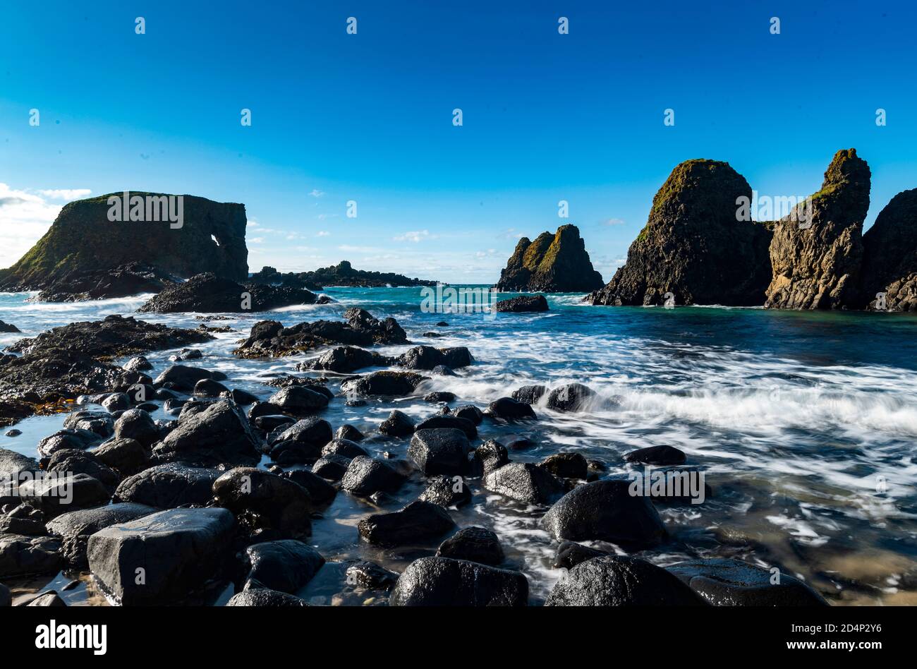 Ireland Bay Rocks Elephant rock at Ballintoy, White Park Bay, Northern Ireland Stock ...