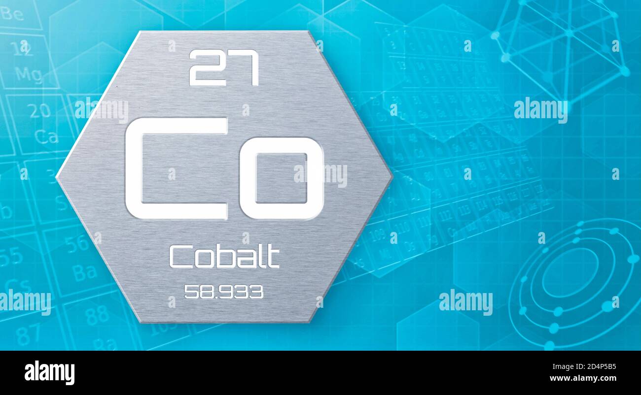 Chemical element of the periodic table - Cobalt Stock Photo