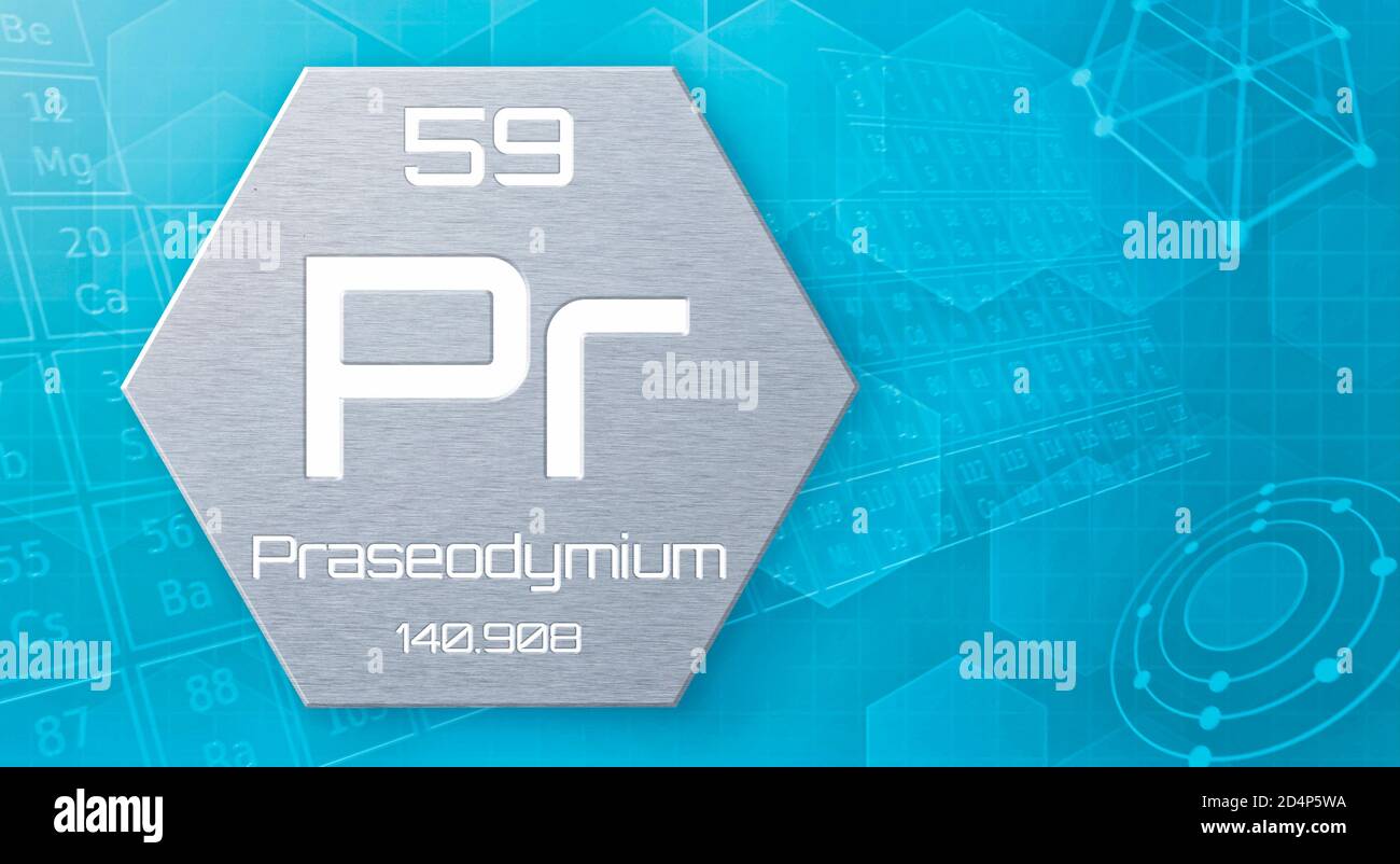 Chemical element of the periodic table - Praseodymium Stock Photo - Alamy