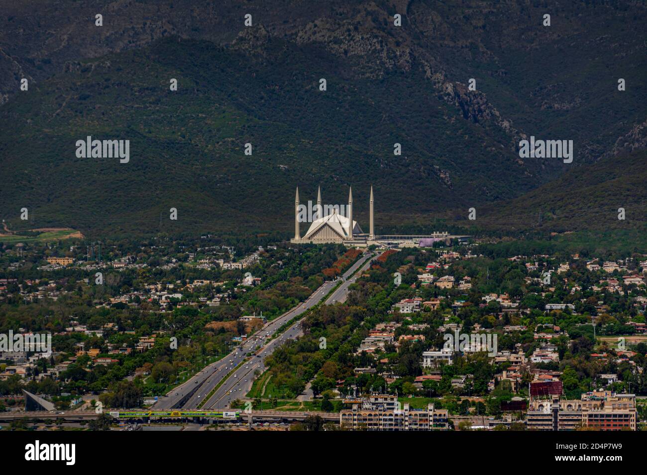 An Aerial View Of Faisal Mosque And Monuments In Islamabad The an-aerial-view-of-faisal-mosque-and-monuments-in-islamabad-the