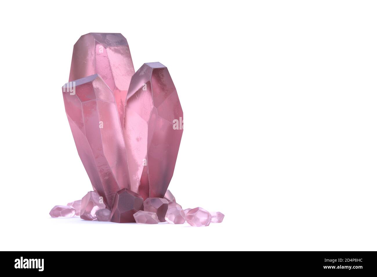 Pink rock crystals isolated on a white background Stock Photo - Alamy