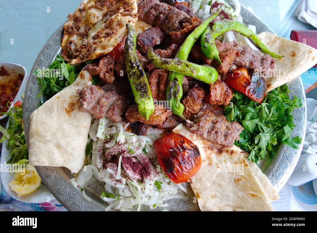 governor vali kebab. mixed grilled meat. mix of the richest Turkish kebabs Stock Photo Alamy