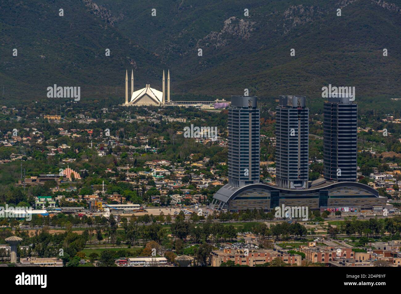 An Aerial View Of Faisal Mosque And Monuments In Islamabad The an-aerial-view-of-faisal-mosque-and-monuments-in-islamabad-the
