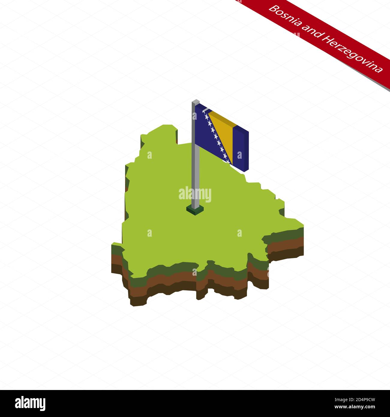 Bih Shape Isometric map and flag of Bosnia and Herzegovina. 3D isometric shape of ...