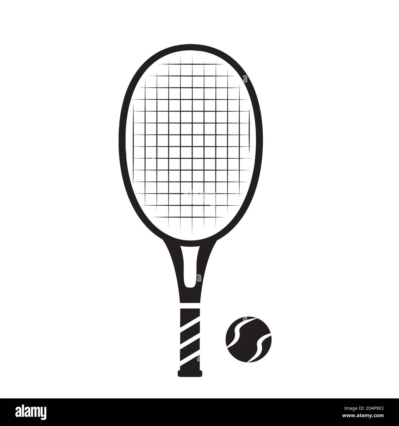 Tennis balls and racquet.Vector isolated on white background. Stock Vector