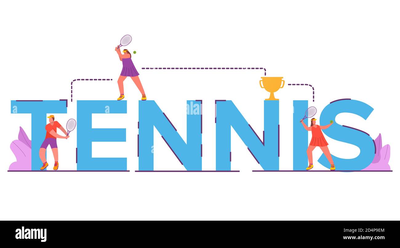 Tennis tournament banner.Sports training.Tennis camp, academy. Young