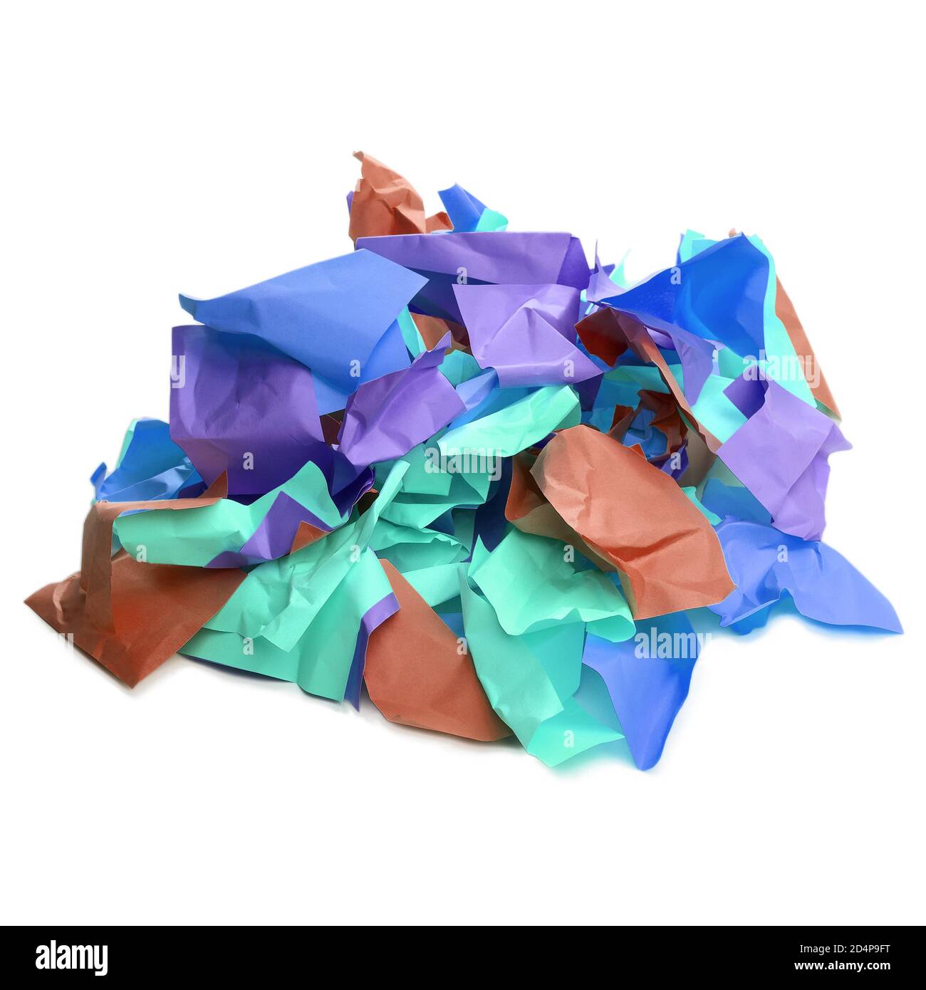 Used colorful stickers notes heap isolated on white. Side view ...