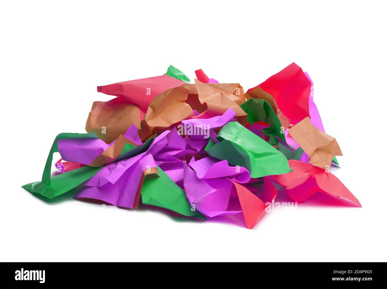 Used colorful stickers notes heap isolated on white. Side view ...
