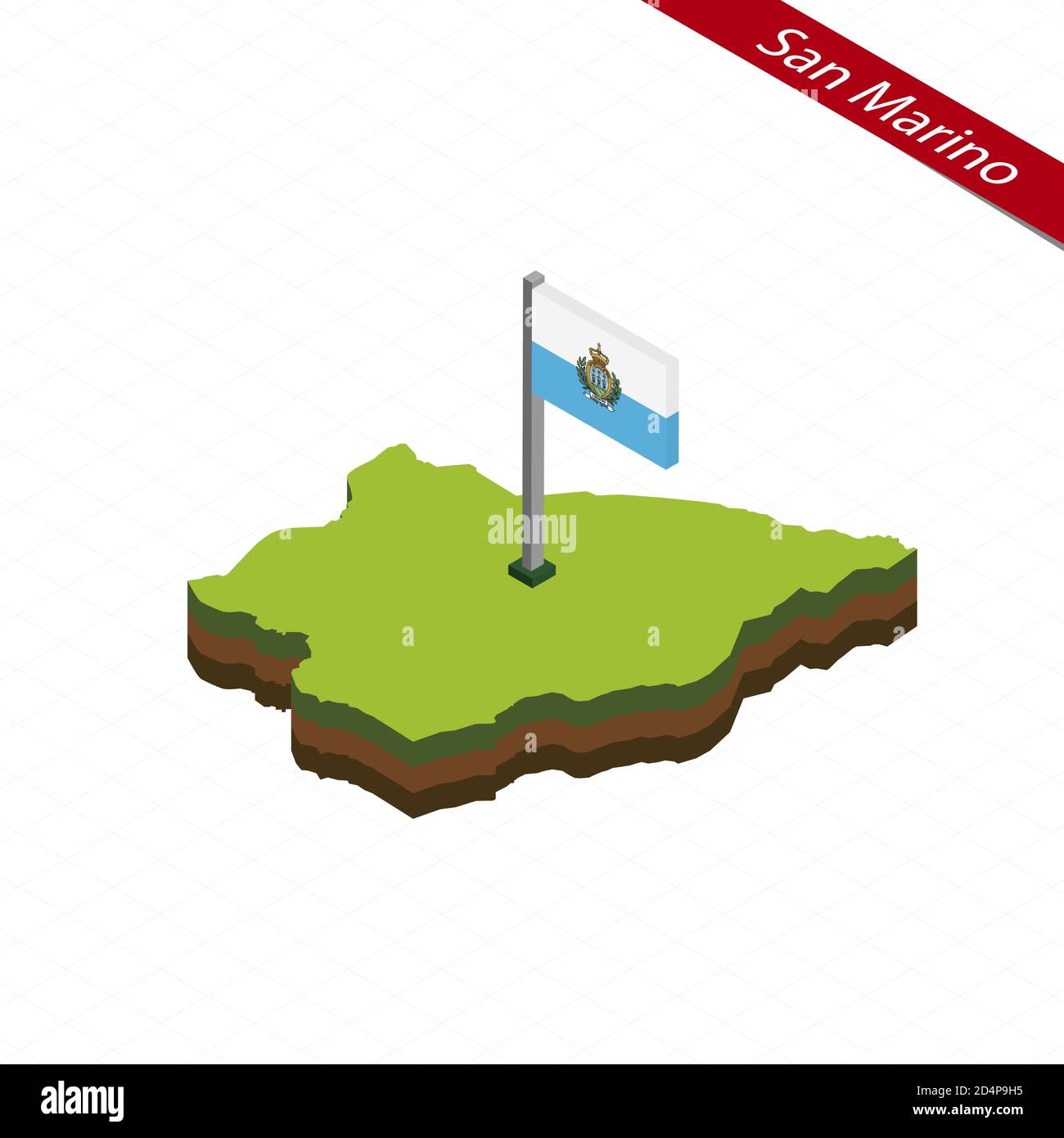 Isometric map and flag of San Marino. 3D isometric shape of San Marino ...