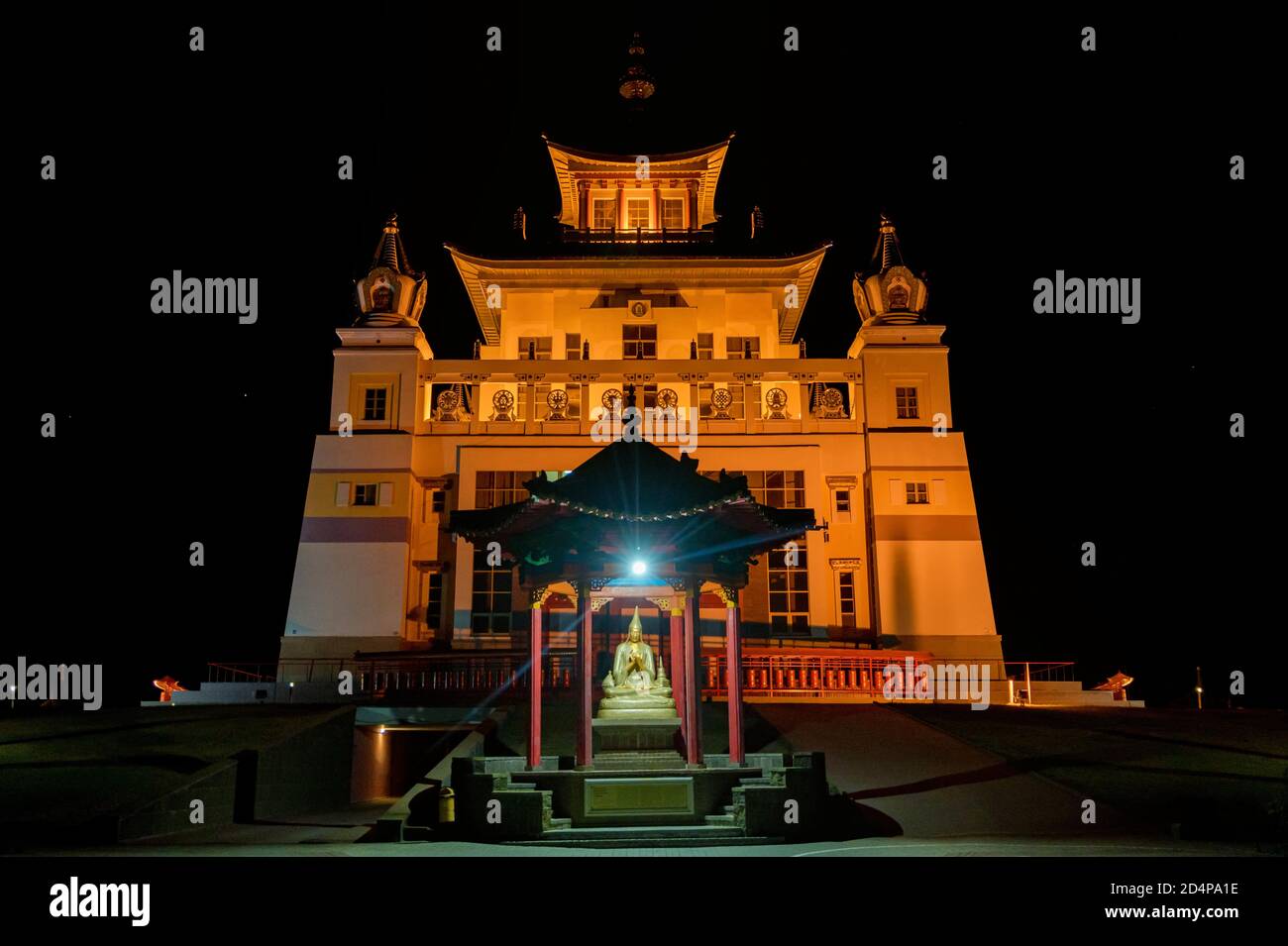 Burkhan Bakshin Altan Sume Buddhist complex at night Stock Photo