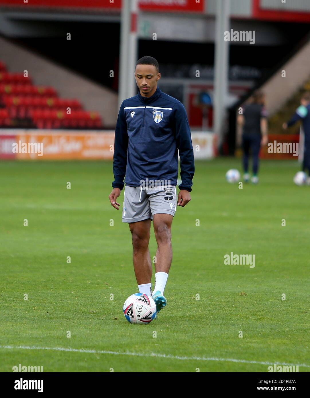 10th October 2020; Bescot Stadium, Wallsall, West Midlands, England; English Football League Two, Walsall FC versus Colchester United; Cohen Bramall of Colchester United warming up Stock Photo