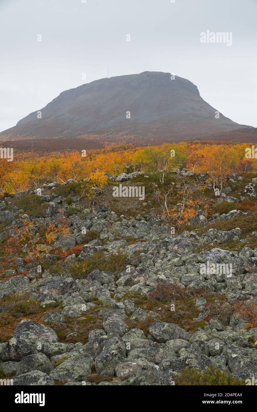 Saana fell in Kilpisjärvi village, Enontekiö, Lapland, Finland Stock