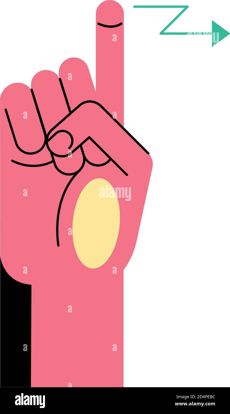 hand sign language z line and fill style icon design of People help and