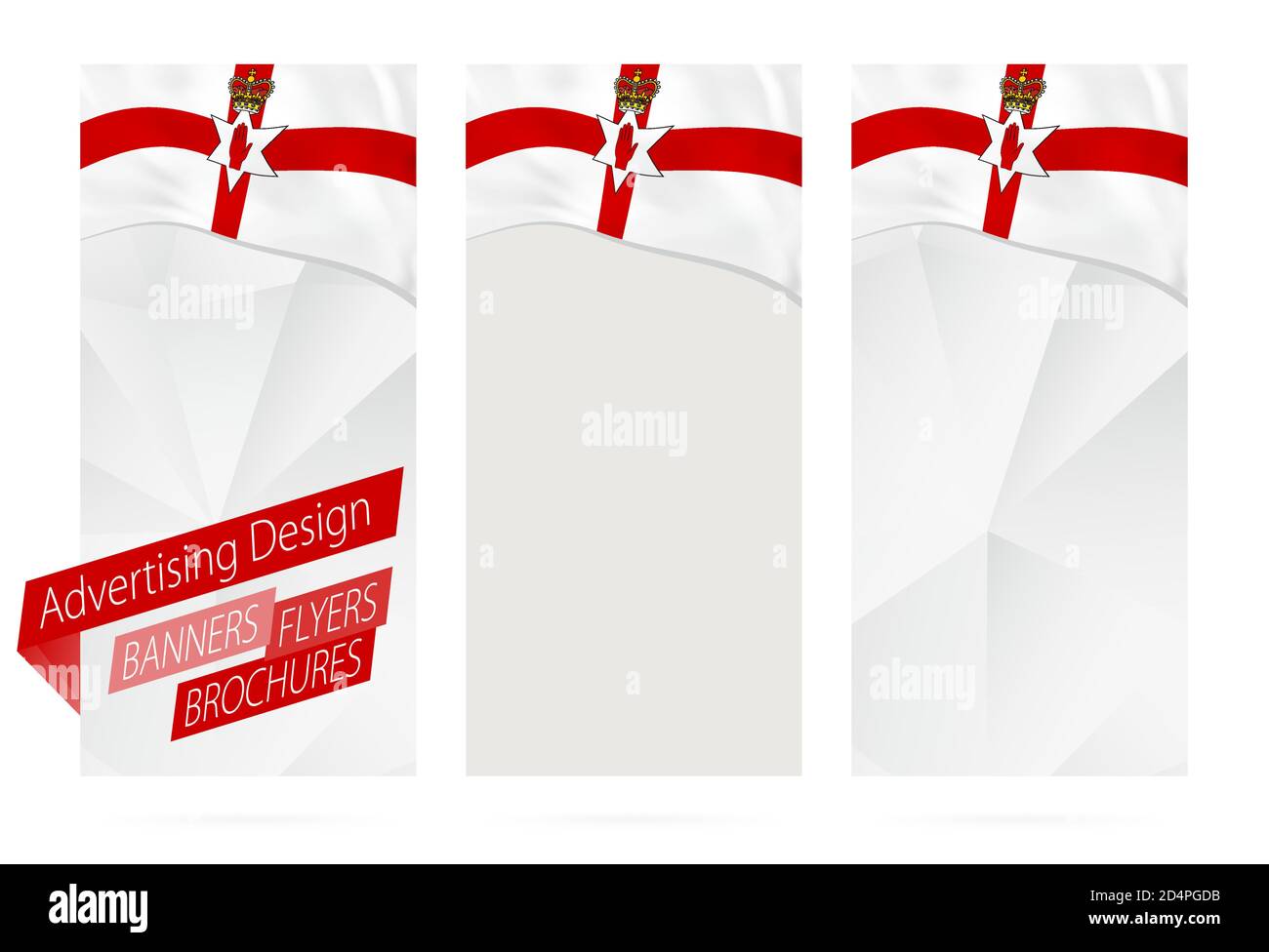 Design of banners, flyers, brochures with flag of Northern Ireland