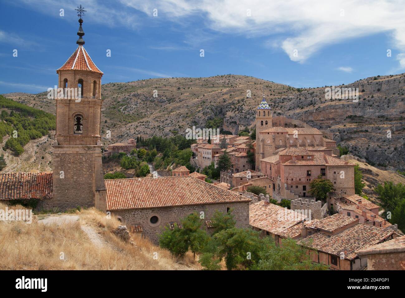 Santiago Church and Cathedral District of Albarracin, Teruel, Spain. Stock Photo