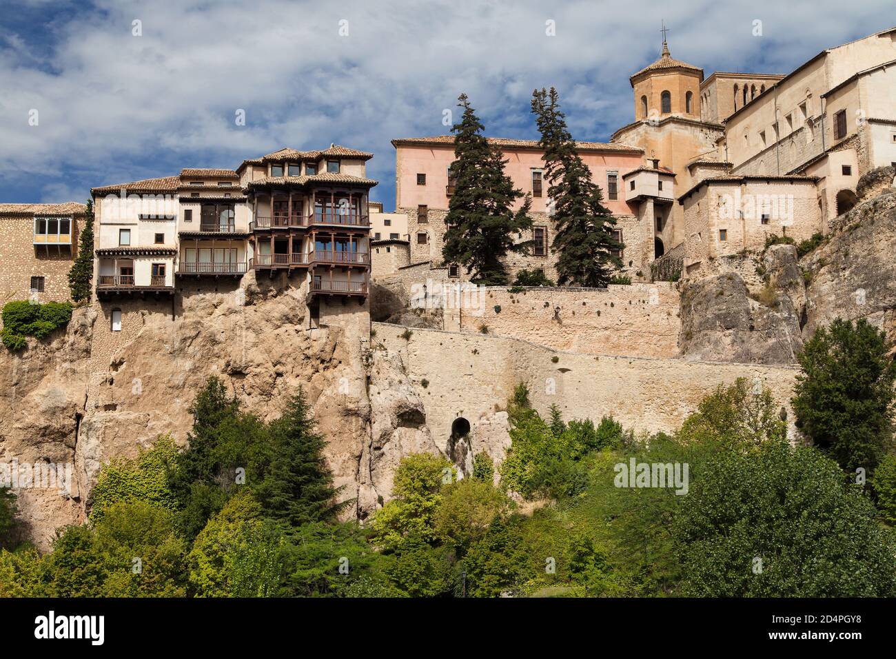Hanging Houses and Cathedral of Cuenca, Spain. Stock Photo