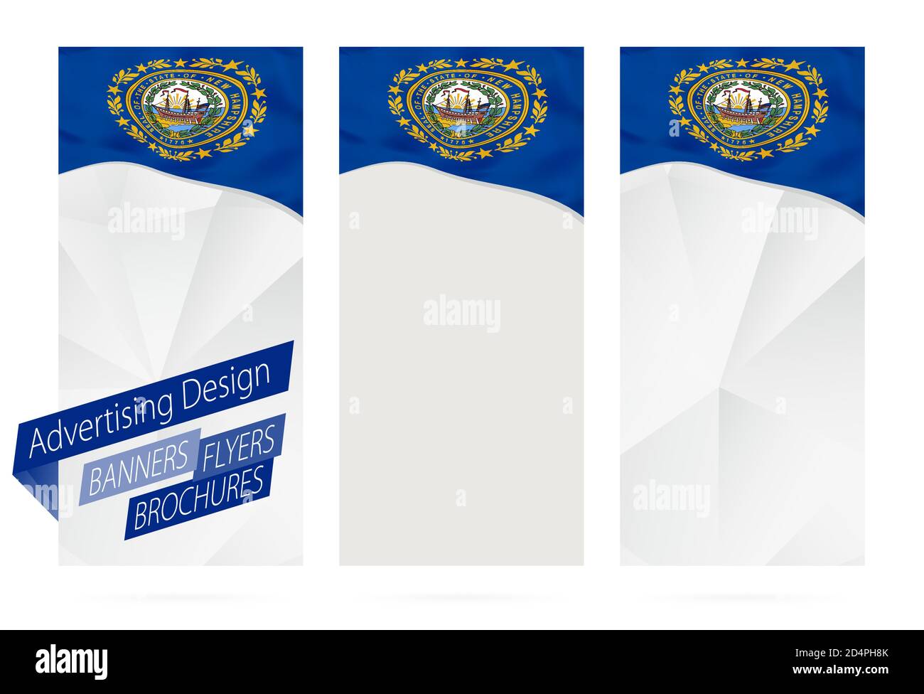 Design of banners, flyers, brochures with New Hampshire State Flag