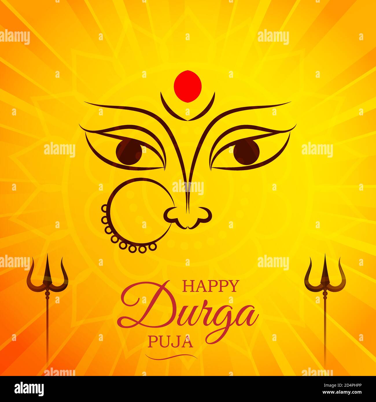 Happy Durga puja beautiful greeting card, Maa Durga illustration ...