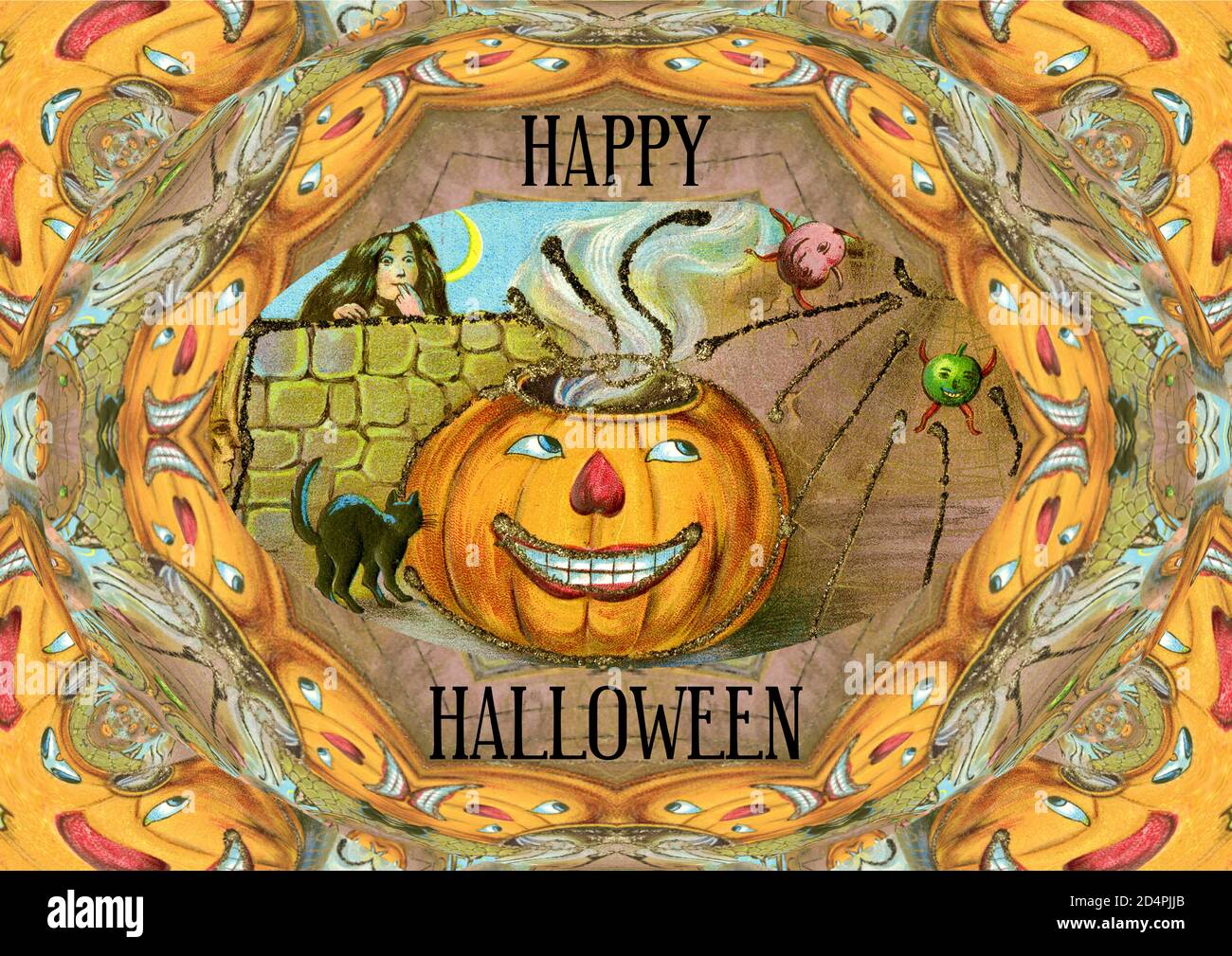 Vintage Halloween scene with a contemporary mandala twist Stock Photo - Alamy