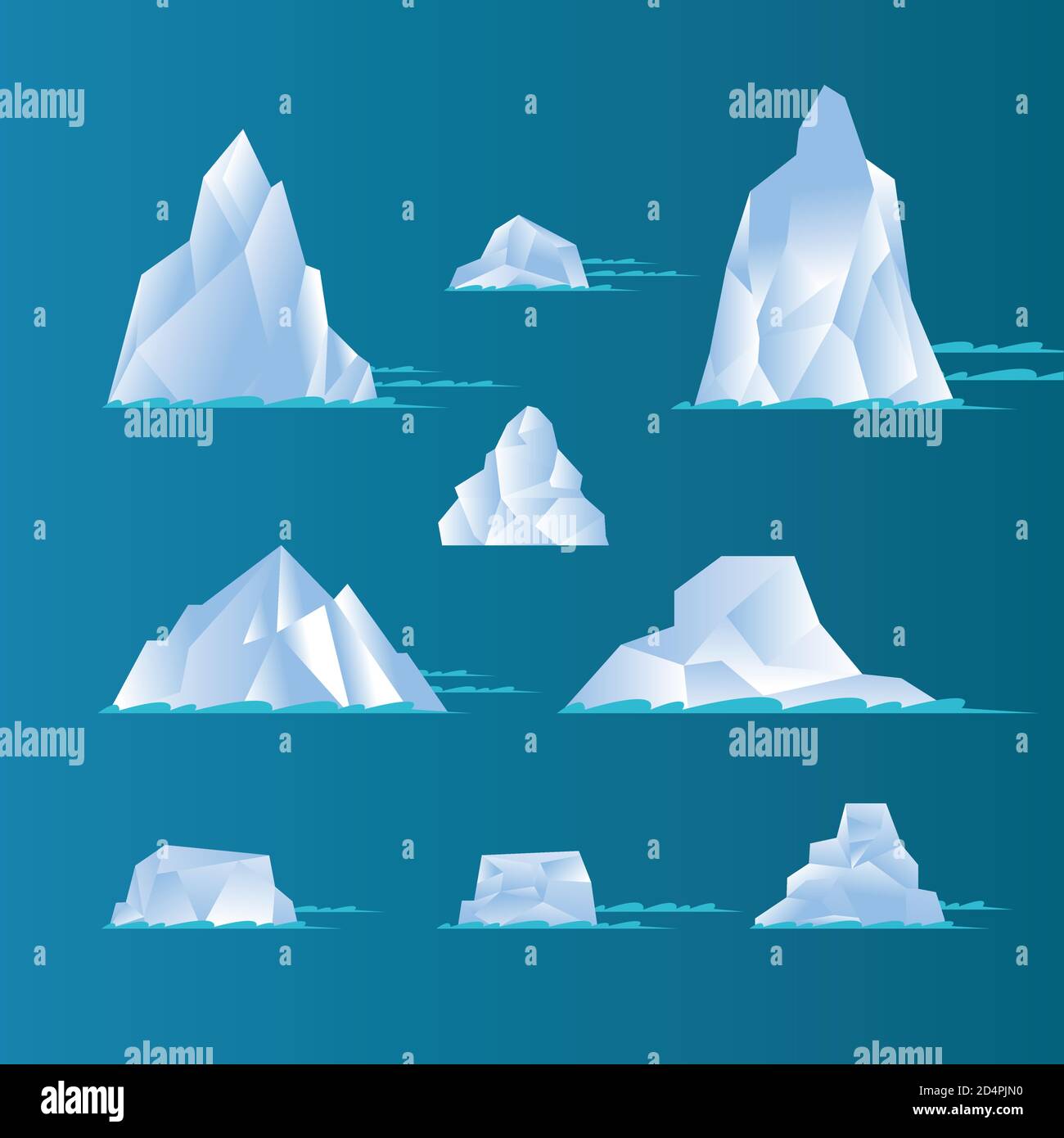 white icebergs set design, Water blue ocean and ice theme Vector illustration Stock Vector