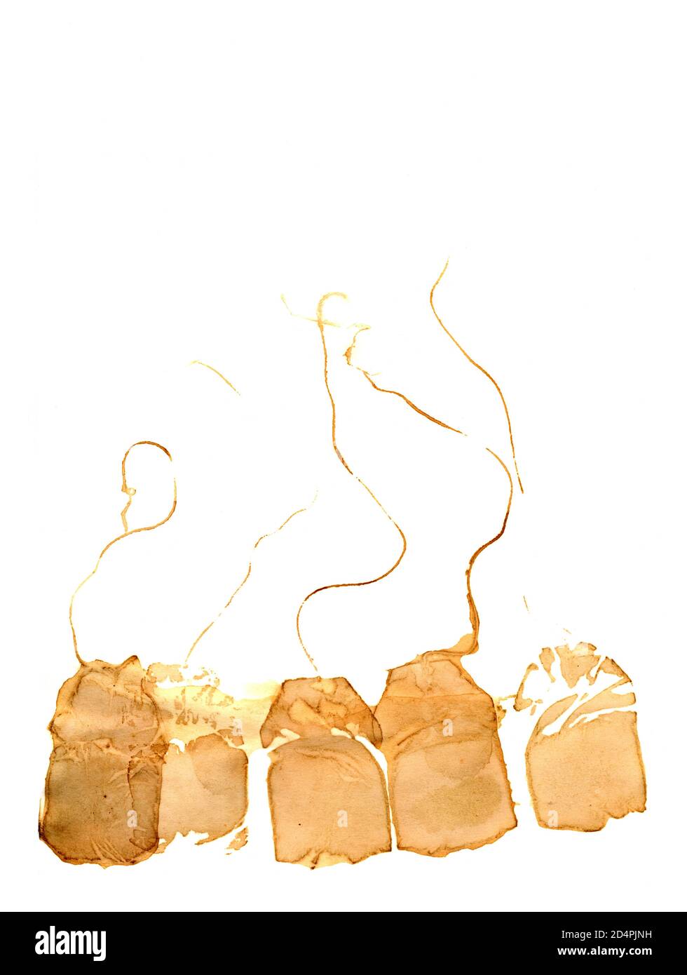 Imprint of used tea bags - breakfast Stock Photo