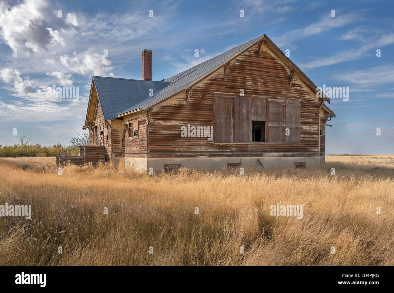 Abandoned school at the ghost town of Nemiskam, Alberta, Canada Stock ...