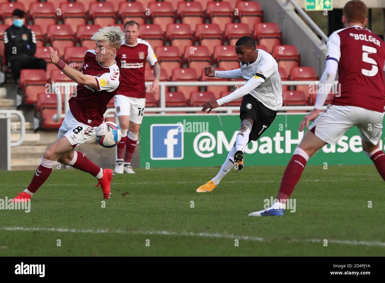 Northampton England October 10 2020 Reece Brown Scores For Peterborough United To Extend Their Lead To