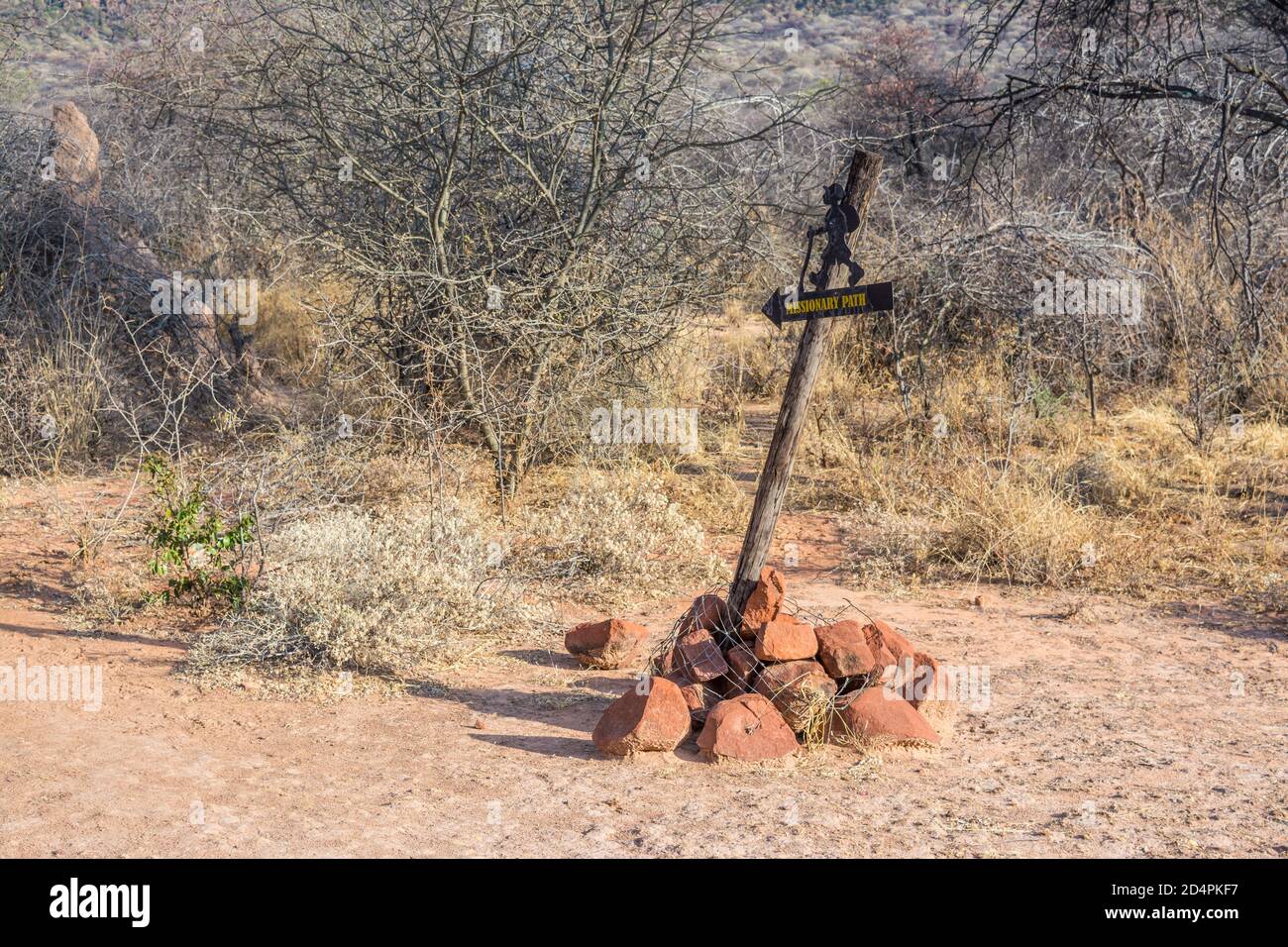 Missionary path sign in waterberg, History Path,  Namibia, Africa Stock Photo