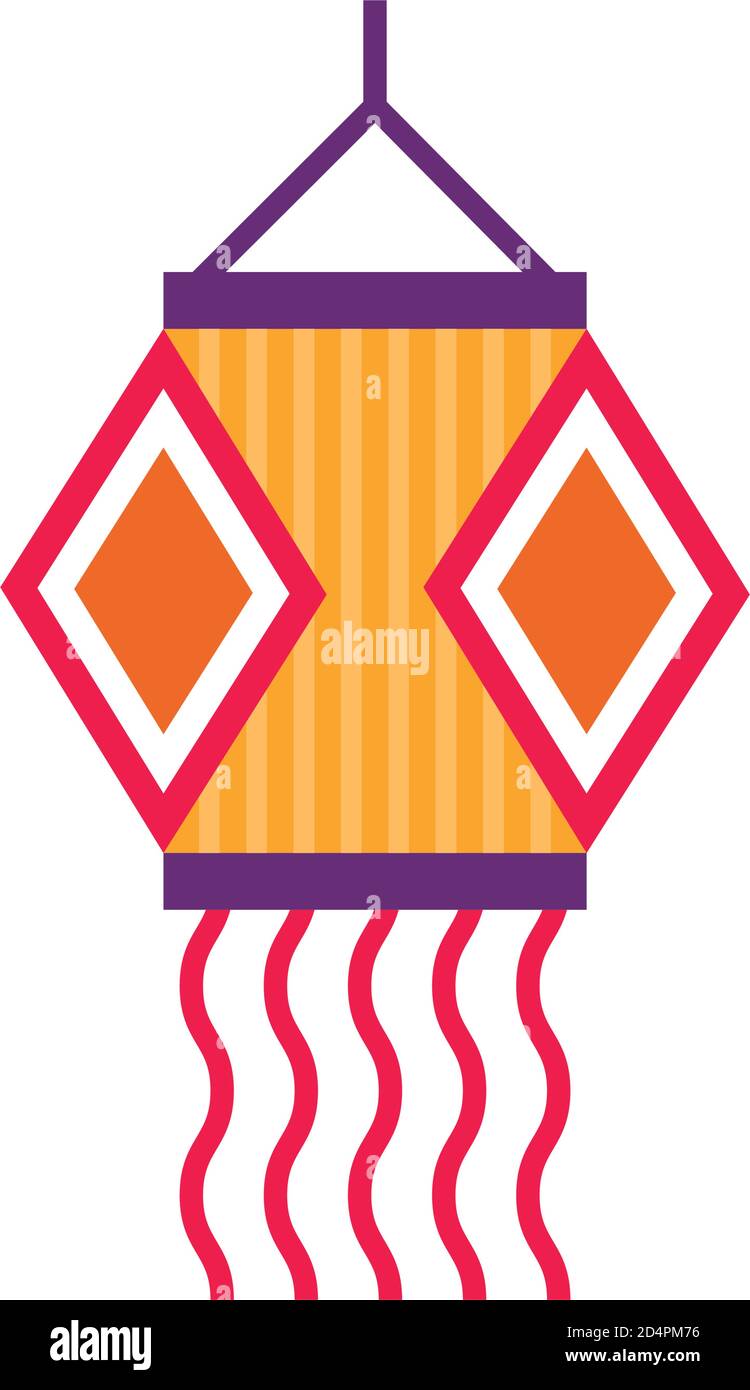 diwali lamp hanging decoration flat style icon vector illustration design Stock Vector