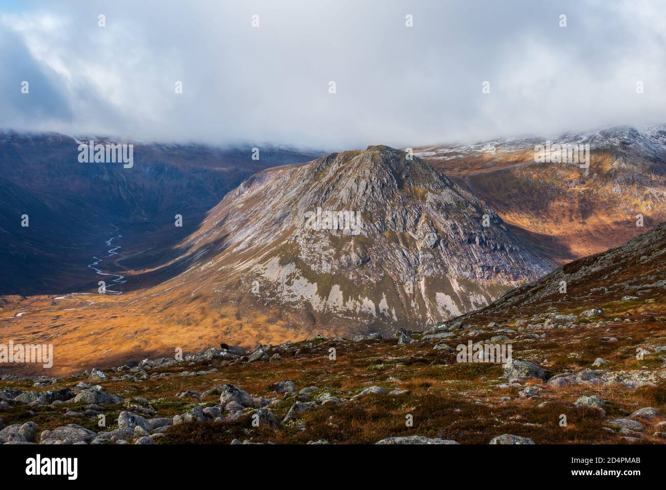 The Devil's Point seen from the mountain of Carn O Mhaim in Glen Lui near Braemar, Aberdeenshire, Scotland, UK Stock Photo