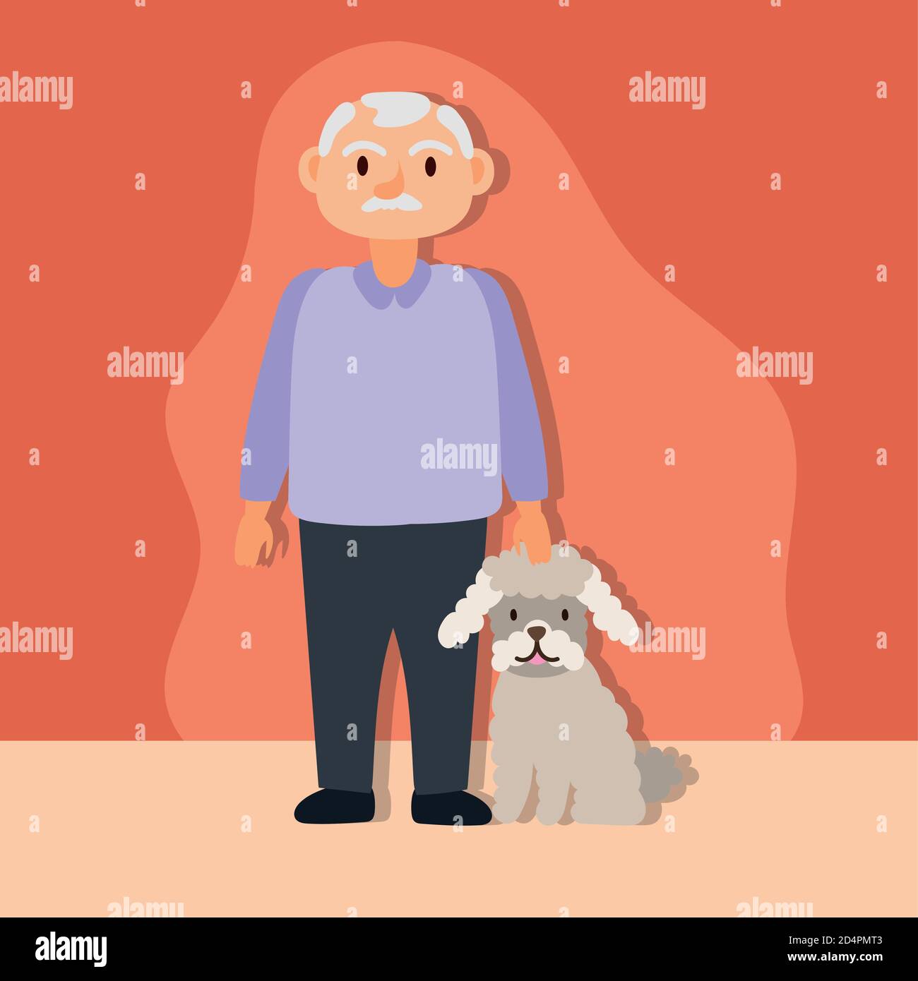 old man with dog mascot active senior character vector illustration ...